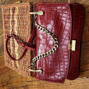 Elizabeth and James Charlie Crocodile-Embossed Leather Shoulder Bag.